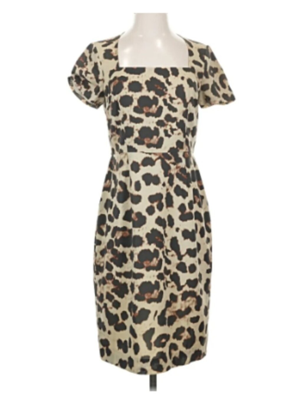 Banana Republic Leopard-Print Square Neck Midi Dress - Beige/Black/Brown